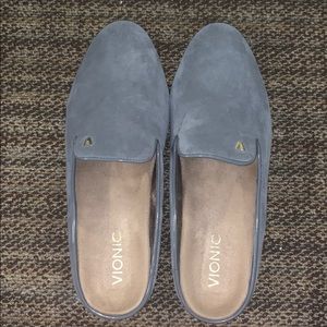 Grey suede vionic slide on loafers